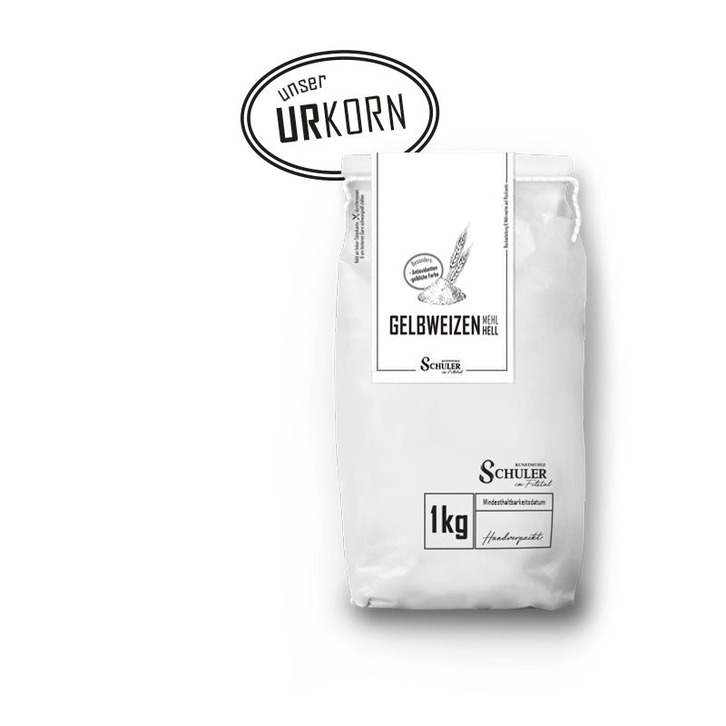 Gelbweizenmehl in 1kg Verpackungsgröße aus regional schonendem Urgetreide