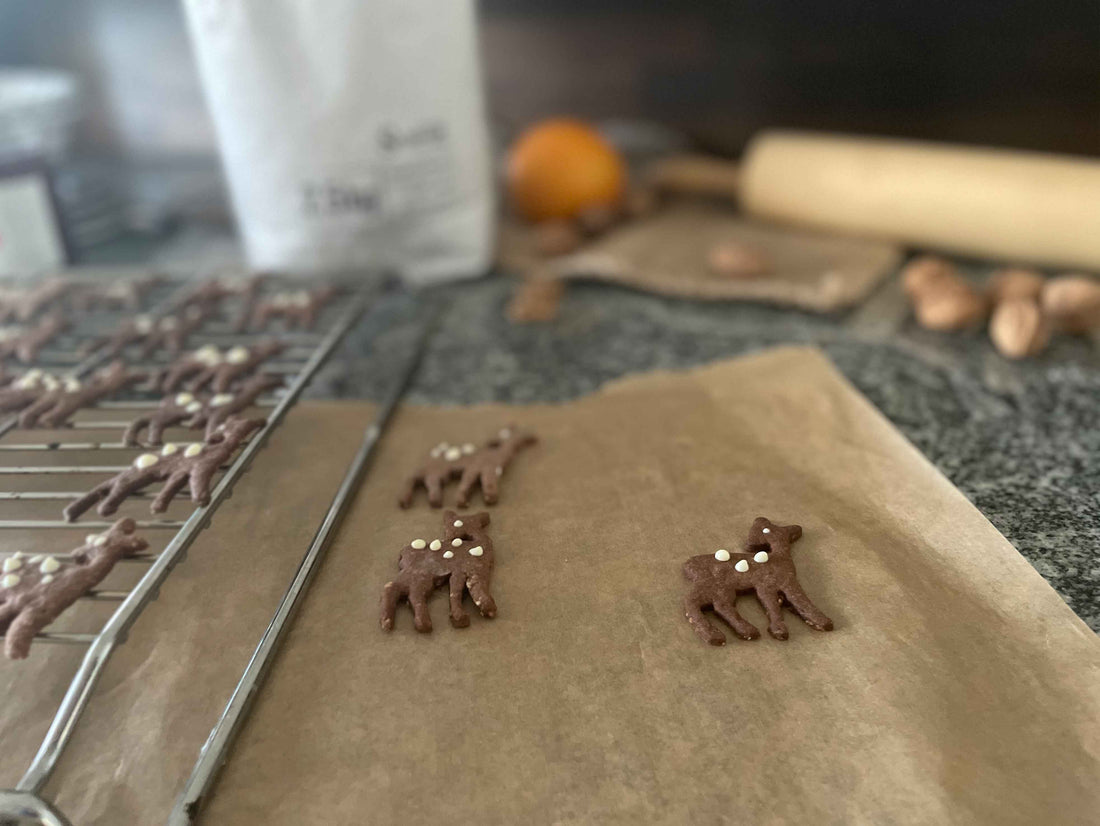 Reh Plätzchen auf Backpapier 