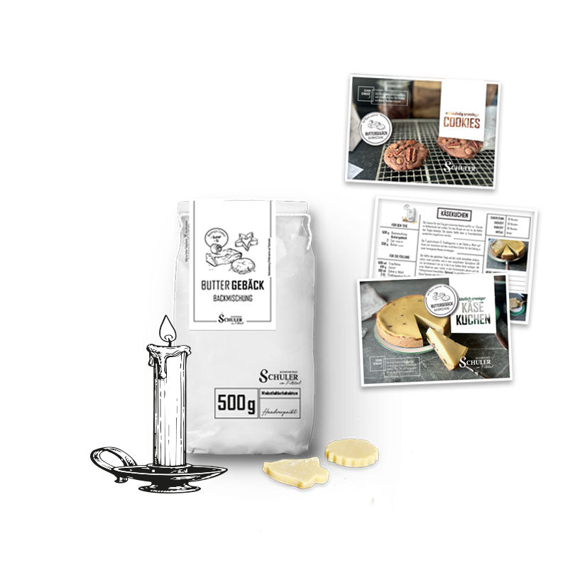 Adventskalender  als Backbox 4 1/4 Advent mit Backmischung Buttergebäck und tollen weihnachtlichen Rezeptkarten