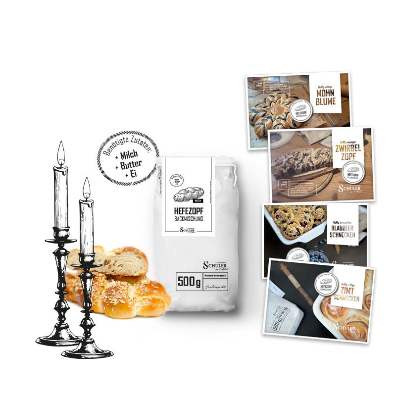 Adventskalender  als Backbox 4 1/4 Advent mit Backmischung Hefezopf und tollen weihnachtlichen Rezeptkarten