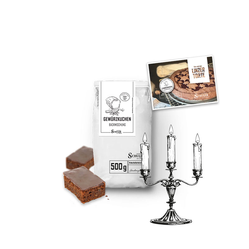 Adventskalender  als Backbox 4 1/4 Advent mit Backmischung Gewürzkuchen und tollen weihnachtlichen Rezeptkarten