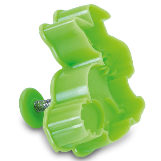 Präge-Ausstecher in grün mit Hasen Motiv. durch Auswerfer kinderleichtes ausstechen mit Prägung des Keks möglich.