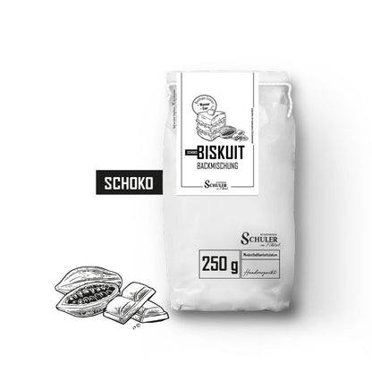 Schokoladen Biskuit Backmischung verpackt in 250g 