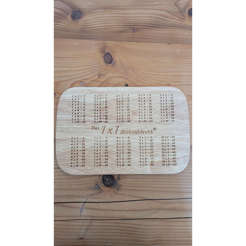Brotzeitbrett mit 1x1 bis 100 Vesperbrett aus Holz mit Lasergravur vom 1x1