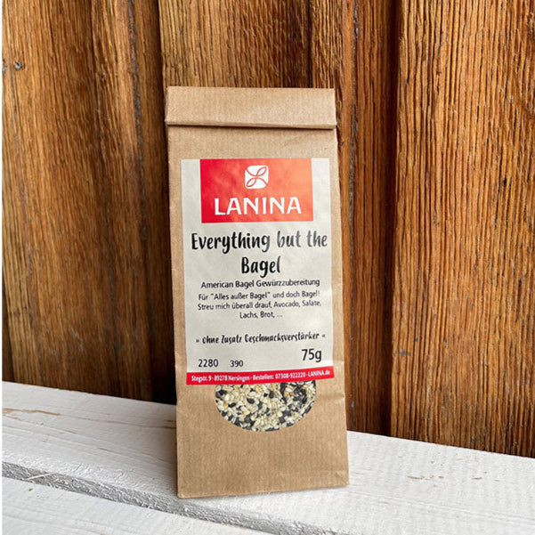 Everything but the Bagel American Bagel Gewürzmischung ohne Zusatz Geschmacksverstärker in brauner Tüte von Lanina