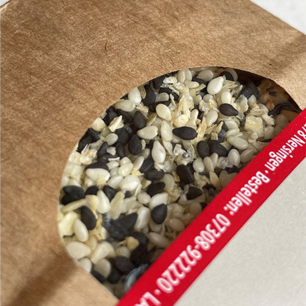 Eyerything but the bagel Gewürzmischung ohne Zusatz Geschmacksverstärker Detailaufnahme und alle Komponenten zu erkennen vom Hersteller Lanina 