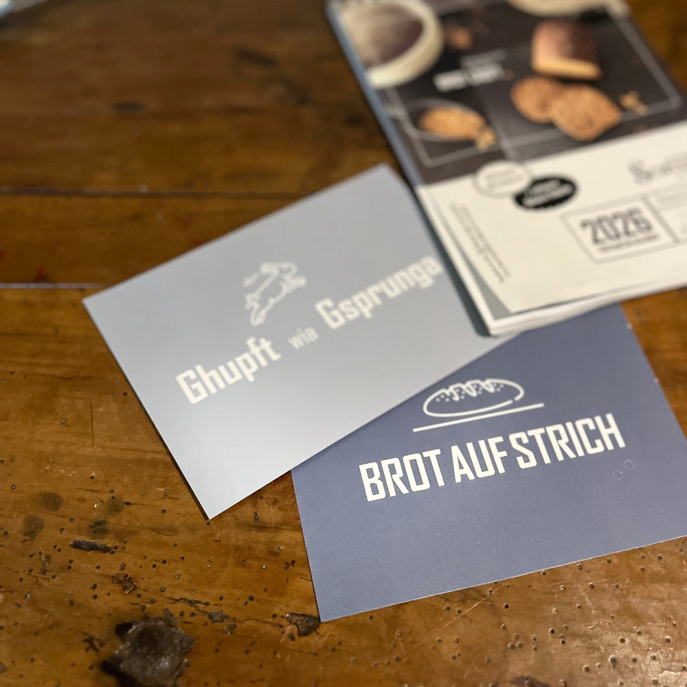 Backkalender 2026 der Traditionsmühle Schuler mit Postkarten, Rezepten und Rabatten 