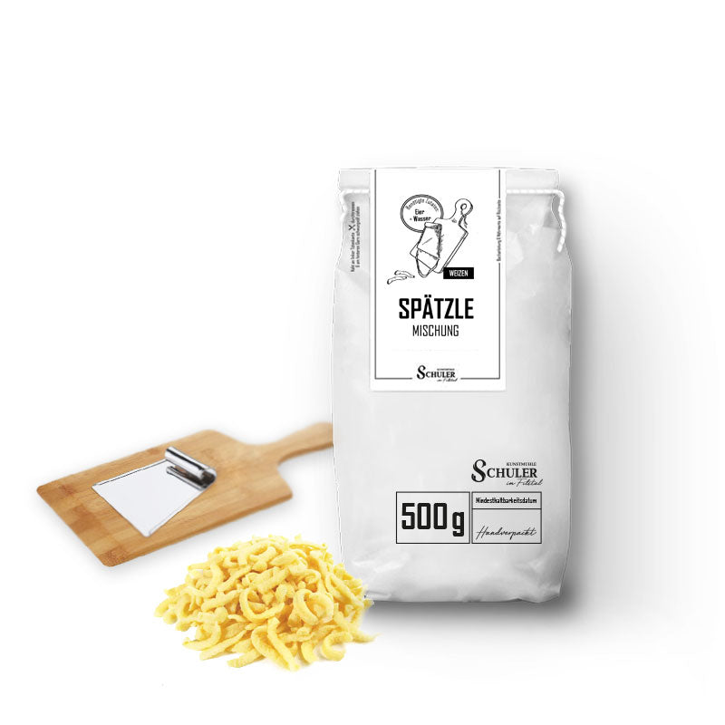 Eine Tüte Spätzle Mehl in 500g aus der Traditionsmühle Schuler
