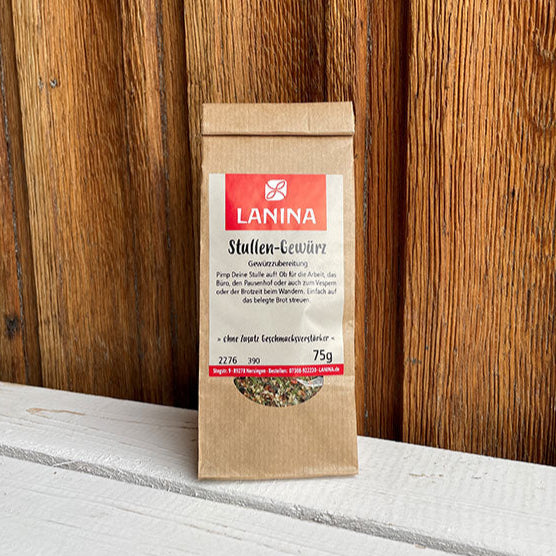 Stullen-Gewürz Gewürzmischung ohne Zusatz Geschmacksverstärker in brauner Tüte von Lanina