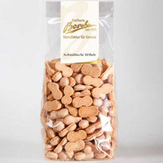 Wibele in einer Tüte, ein schwäbisches trockenes Süßgebäck von Confiserie Bosch.
